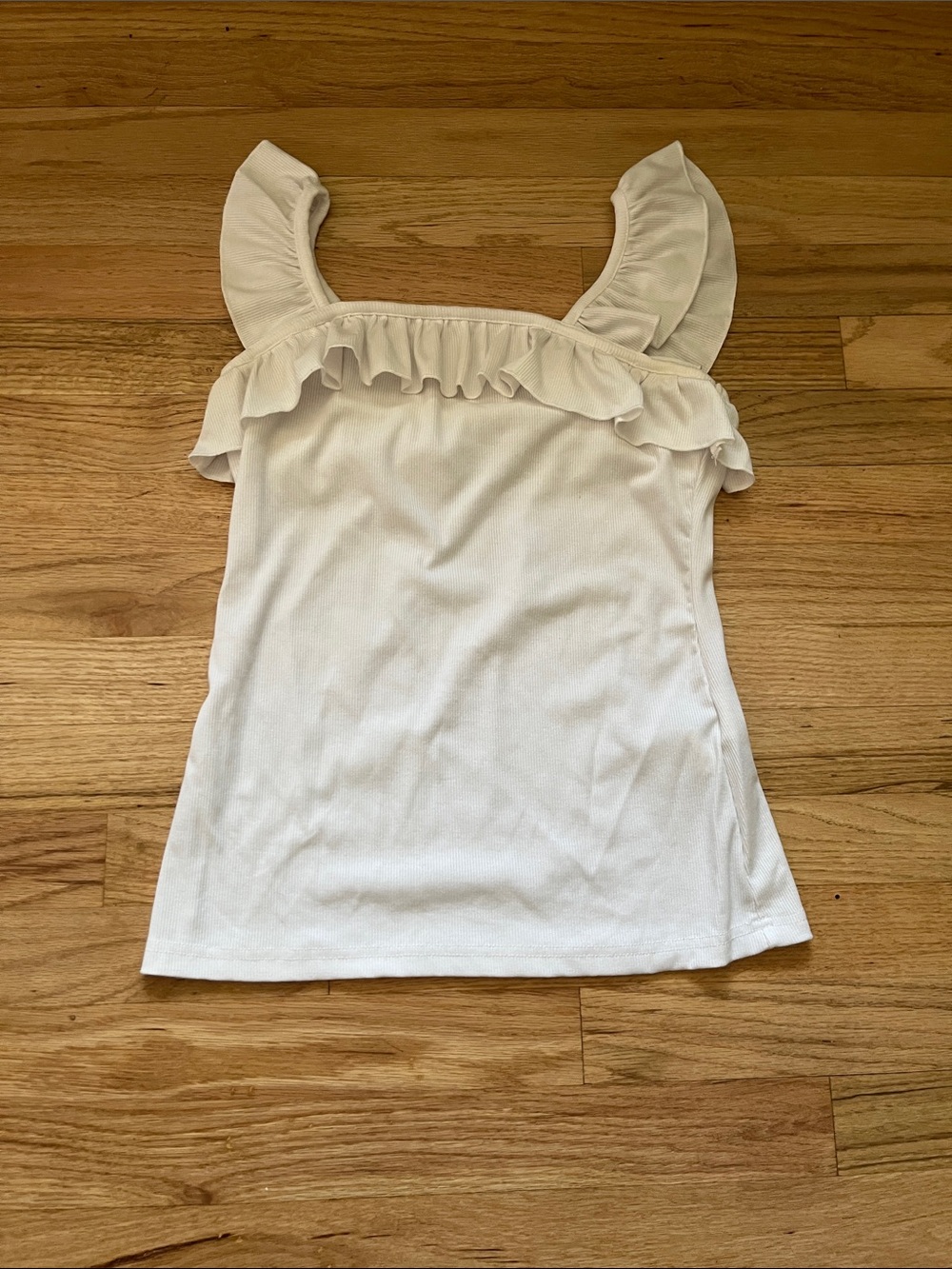 Women's White Ruffle Tank Top